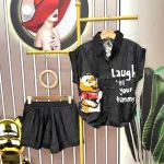 Đồ bộ quần đùi áo sơ mi tay ngắn in hình