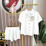 Đồ bộ quần đùi áo sơ mi tay ngắn in hình