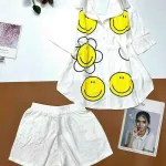 Đồ bộ quần đùi áo sơ mi tay ngắn in hình