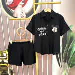 Đồ bộ quần đùi áo sơ mi tay ngắn in hình chuột mickey