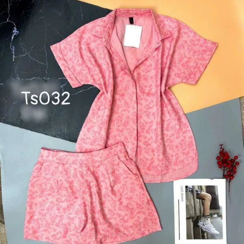 Đồ bộ quần đùi áo sơ mi tay ngắn màu trơn
