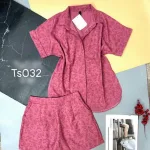 Đồ bộ quần đùi áo sơ mi tay ngắn màu trơn