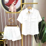 Đồ bộ quần đùi áo sơ mi tay ngắn màu trơn