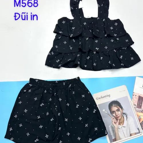 đồ bộ quần đùi áo tay bèo 3 tầng nhiều hoạ tiết