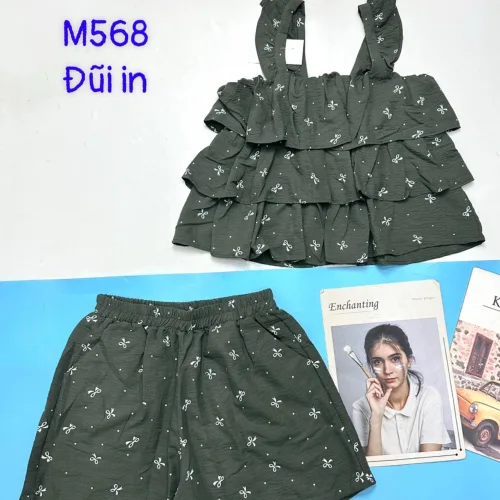 đồ bộ quần đùi áo tay bèo 3 tầng nhiều hoạ tiết