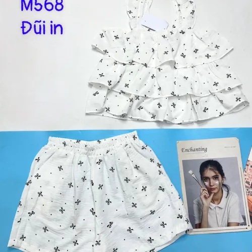 đồ bộ quần đùi áo tay bèo 3 tầng nhiều hoạ tiết