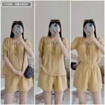 Đồ bộ quần đùi áo tay bo màu trơn mặc nhà