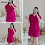 Đồ bộ quần đùi áo tay bo màu trơn mặc nhà