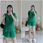 Đồ bộ quần đùi áo tay bo màu trơn mặc nhà