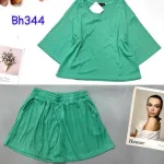 Đồ bộ quần đùi áo tay lửng cổ tròn màu trơn