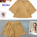 Đồ bộ quần đùi áo tay lửng cổ tròn màu trơn