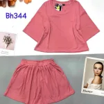 Đồ bộ quần đùi áo tay lửng cổ tròn màu trơn