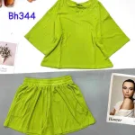 Đồ bộ quần đùi áo tay lửng cổ tròn màu trơn