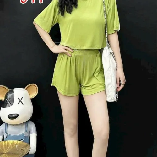 Đồ bộ quần đùi áo tay lửng màu trơn