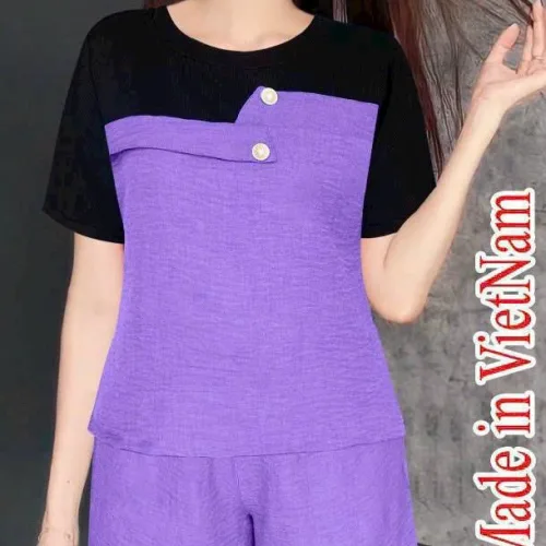 Đồ bộ quần đùi áo tay ngắn 2 màu