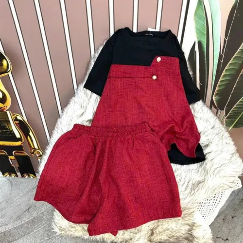 Đồ bộ quần đùi áo tay ngắn 2 màu