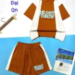 Đồ bộ quần đùi áo tay ngắn 2 màu in chữ form rộng