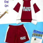 Đồ bộ quần đùi áo tay ngắn 2 màu in chữ form rộng