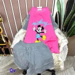 Đồ bộ quần đùi áo tay ngắn 2 màu in hình mickey