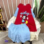 Đồ bộ quần đùi áo tay ngắn 2 màu in hình mickey
