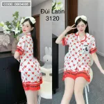 Đồ bộ quần đùi áo tay ngắn cổ bẻ hoạ tiết dể thương