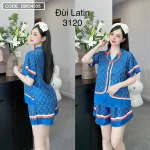 Đồ bộ quần đùi áo tay ngắn cổ bẻ hoạ tiết dể thương