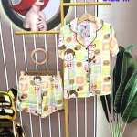 Đồ bộ quần đùi áo tay ngắn cổ bẻ hoạ tiết form rộng
