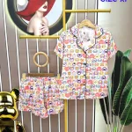 Đồ bộ quần đùi áo tay ngắn cổ bẻ hoạ tiết form rộng