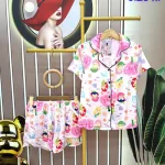 Đồ bộ quần đùi áo tay ngắn cổ bẻ hoạ tiết form rộng