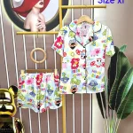 Đồ bộ quần đùi áo tay ngắn cổ bẻ hoạ tiết form rộng