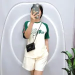 Đồ bộ quần đùi áo tay ngắn cổ tròn 2 màu in hình