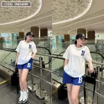 Đồ bộ quần đùi áo tay ngắn cổ tròn chữ B