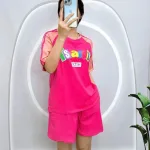 Đồ bộ quần đùi áo tay ngắn cổ tròn  in chữ