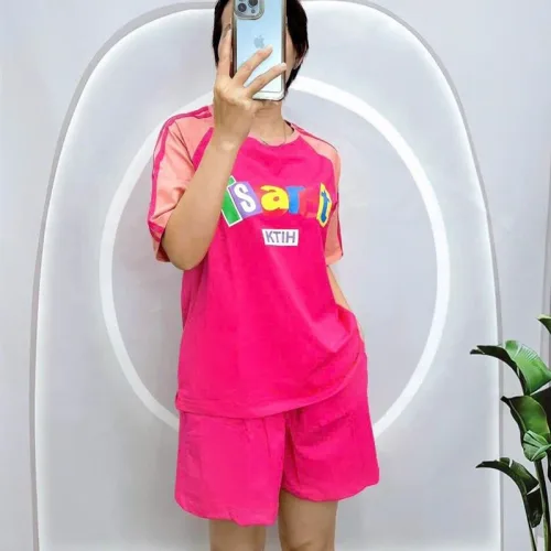 Đồ bộ quần đùi áo tay ngắn cổ tròn  in chữ