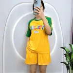 Đồ bộ quần đùi áo tay ngắn cổ tròn  in chữ