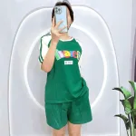 Đồ bộ quần đùi áo tay ngắn cổ tròn  in chữ