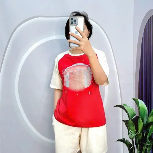 Đồ bộ quần đùi áo tay ngắn cổ tròn in chữ