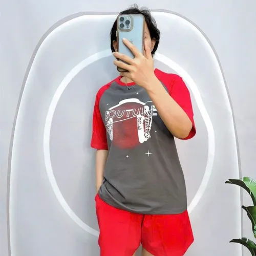 Đồ bộ quần đùi áo tay ngắn cổ tròn in chữ