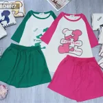 Đồ bộ quần đùi áo tay ngắn cổ tròn in chữ