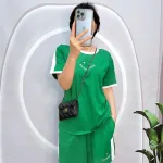 Đồ bộ quần đùi áo tay ngắn cổ tròn in chữ