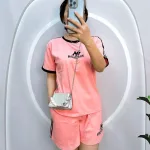 Đồ bộ quần đùi áo tay ngắn cổ tròn in chữ
