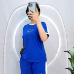 Đồ bộ quần đùi áo tay ngắn cổ tròn in chữ