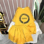Đồ bộ quần đùi áo tay ngắn cổ tròn in chữ