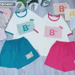 Đồ bộ quần đùi áo tay ngắn cổ tròn in chữ B