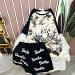 Đồ bộ quần đùi áo tay ngắn cổ tròn in chữ barbie