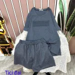 Đồ bộ quần đùi áo tay ngắn cổ tròn in chữ form rộng