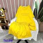 Đồ bộ quần đùi áo tay ngắn cổ tròn in chữ form rộng
