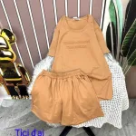 Đồ bộ quần đùi áo tay ngắn cổ tròn in chữ form rộng