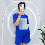 Đồ bộ quần đùi áo tay ngắn cổ tròn in chữ nice