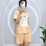 Đồ bộ quần đùi áo tay ngắn cổ tròn in chữ nice